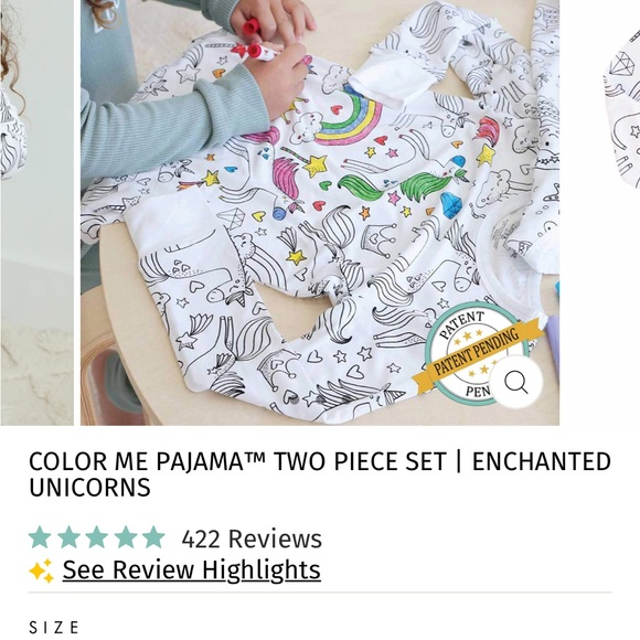 New Caden Lane Color Me Pajamas 2 Piece Set Enchanted Unicorns. Size 4T - Picture 6 of 8